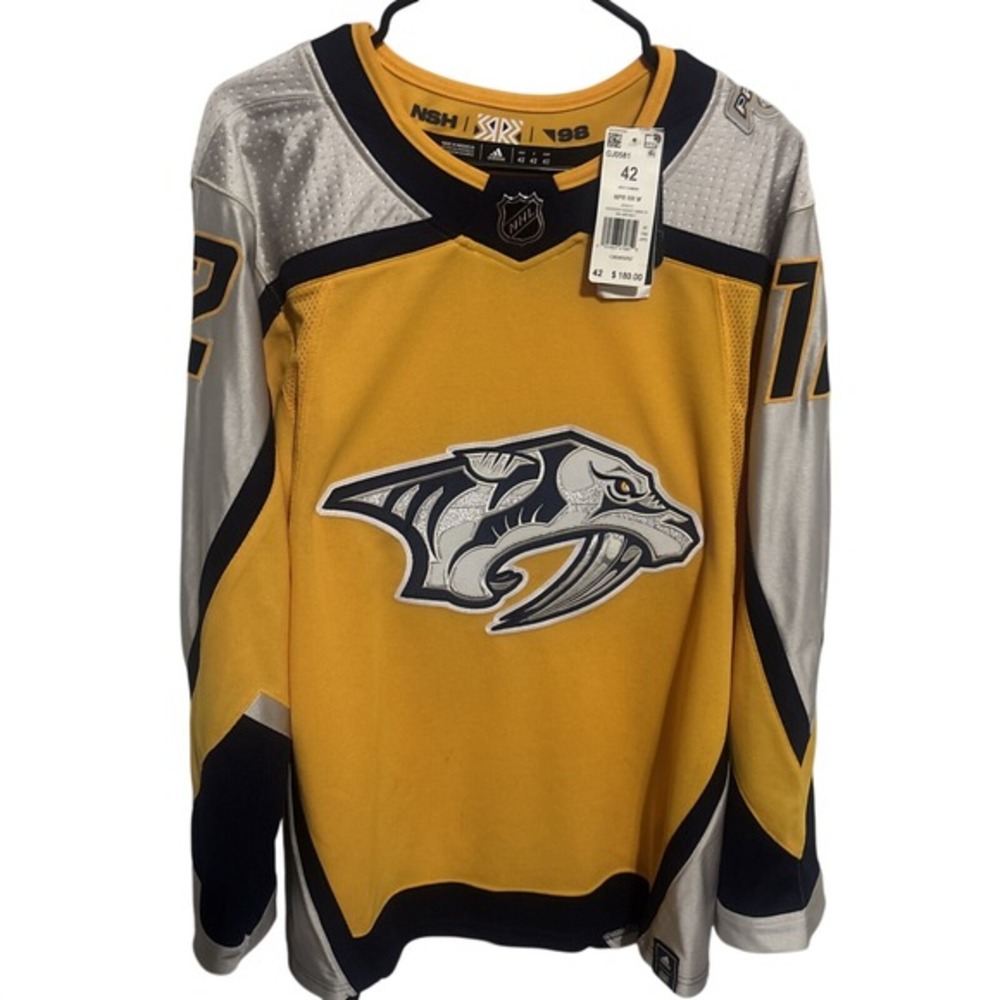 Nashville Predators Adidas Reverse Retro 1.0 Authentic NHL Hockey Jersey 42 NWT